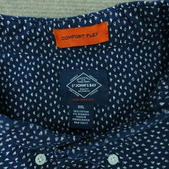 St. John's Bay shirt button‎ down men's 2XL Comfort Flex blue long-sleeve cotton - Picture 3 of 6